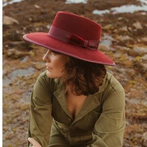 Freya Felt Ribbon Merlot Hat in Wine Burgundy Size S